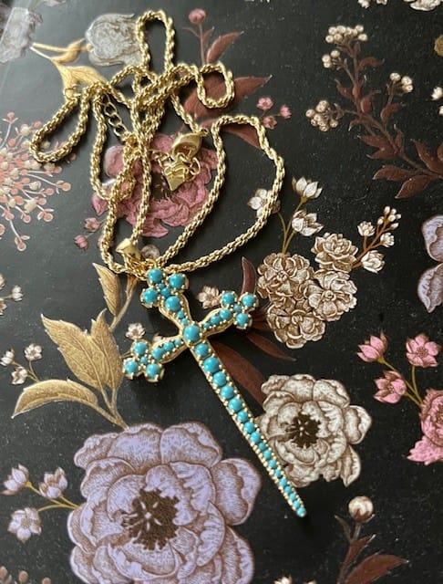 Customer photo review of Athena Turquoise Cross Necklace