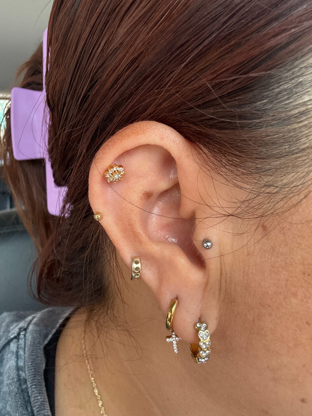 Customer photo review of Par Arracada Con Cruz Zirconias 2 en 1