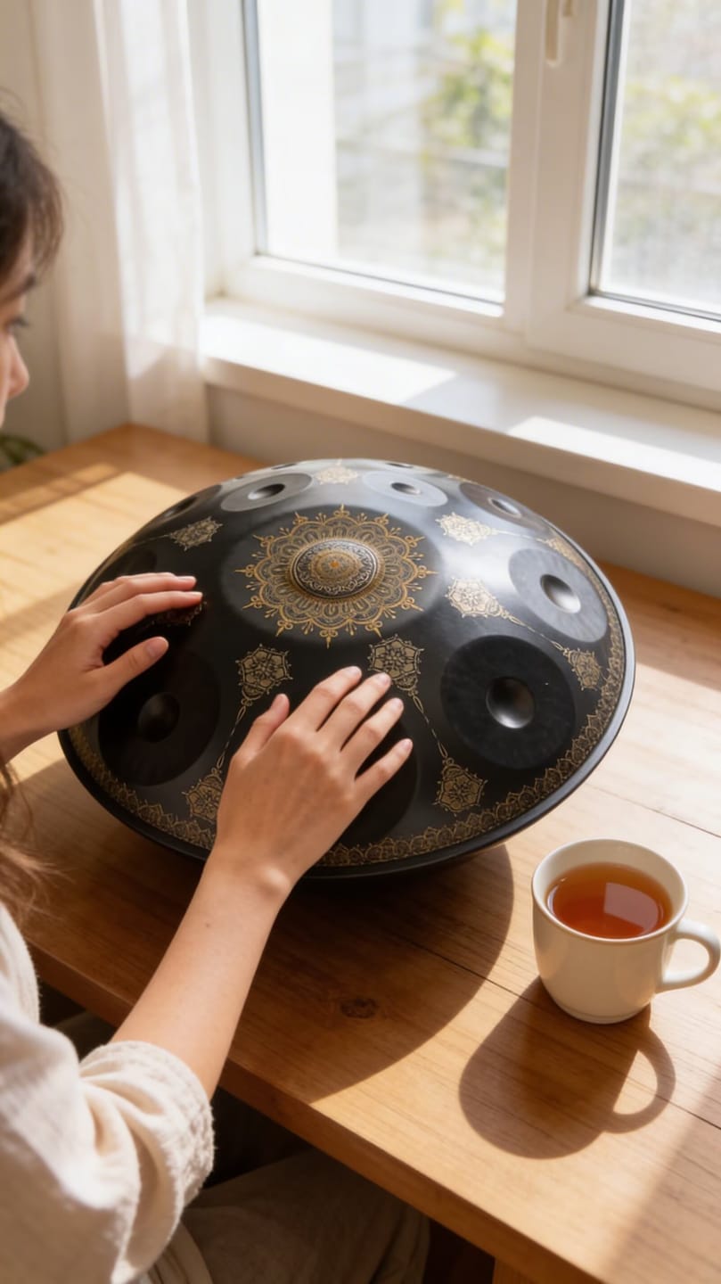 Customer photo review of Cosmos Handpan - Midnight Mandarins 12 Notes in D Minor - Tambourine Gift Set