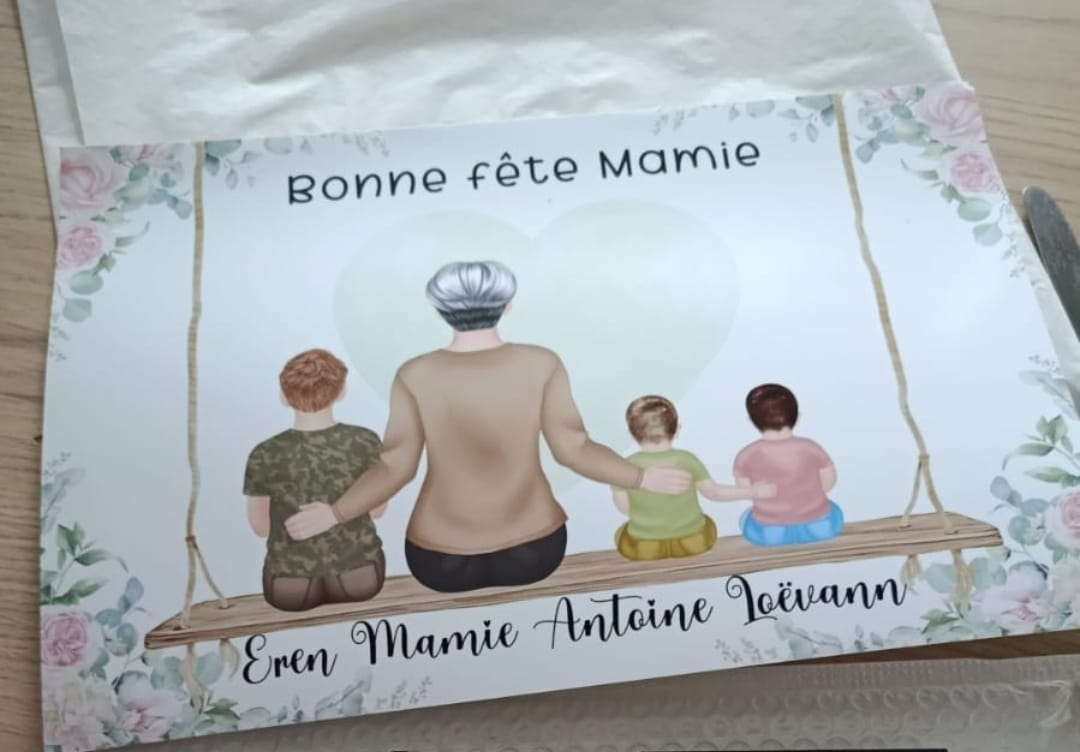 Customer photo review of Affiche Personnalisée - Mamie et Petits-enfants
