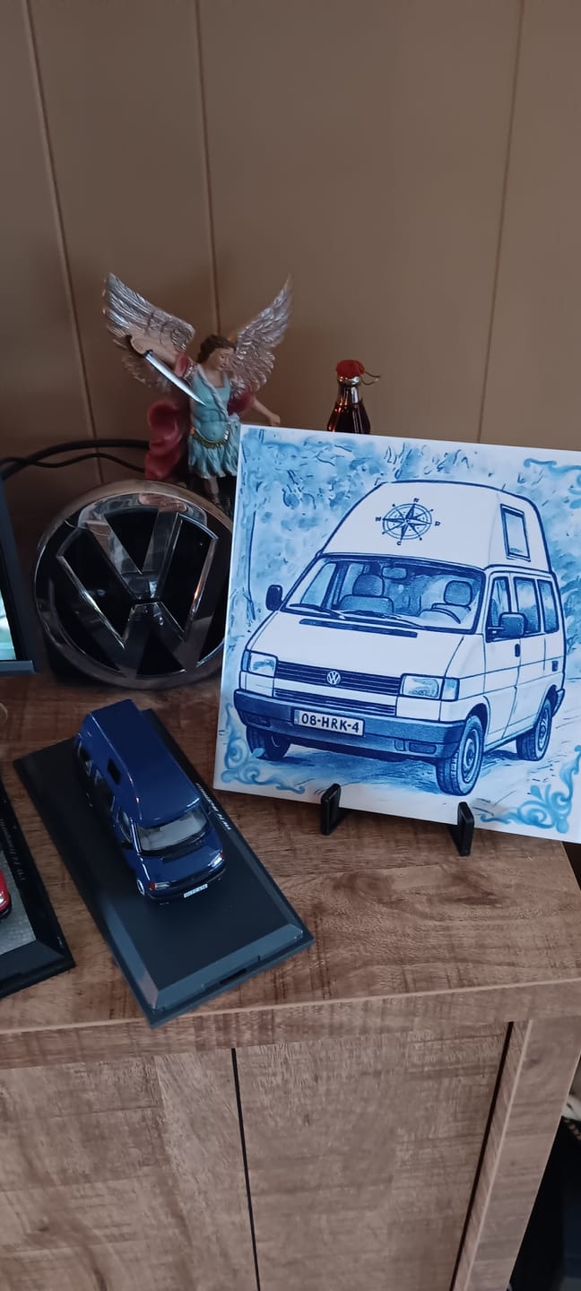 Customer photo review of Delfts Blauw tegeltje bedrukken met eigen auto