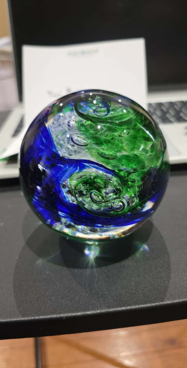 Customer photo review of Glimmer Orb with Cremation Ashes