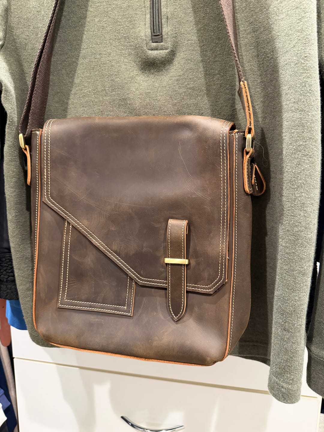 Customer photo review of The Crazy Cow – Leather Crossbody Bag