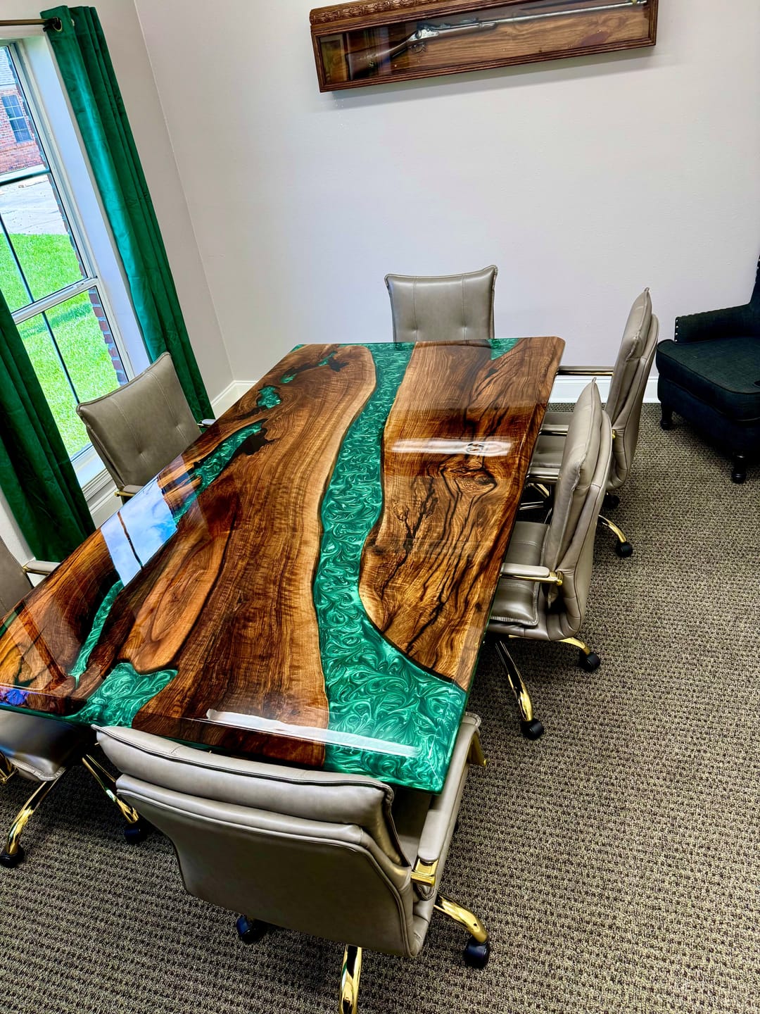 Customer photo review of Custom Black Walnut Wood River Resin Epoxy Table CT50