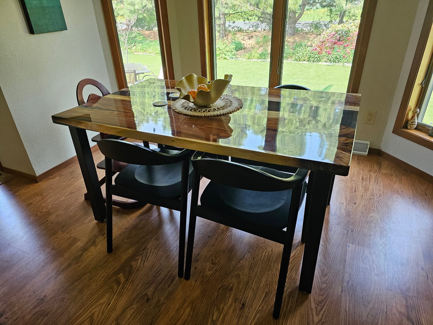 Customer photo review of Custom Black Walnut Slab Epoxy Table KCT19