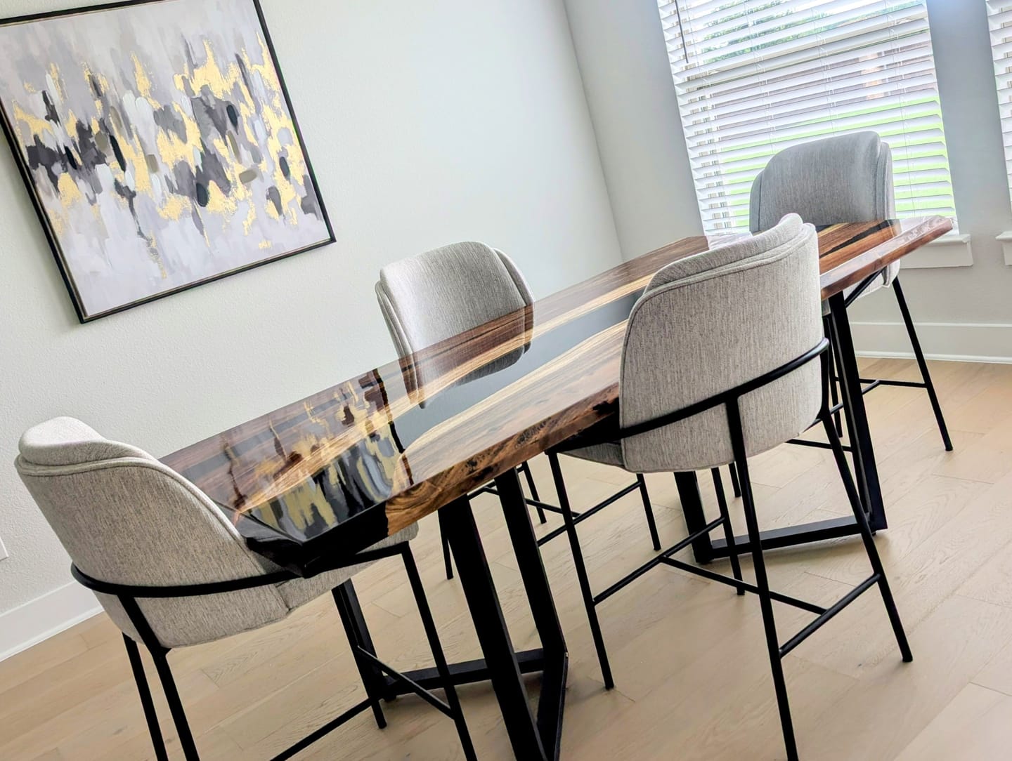 Customer photo review of Custom Black Walnut Wood River Resin Epoxy Table CT50