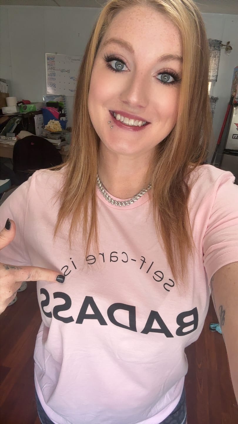 Customer photo review of Self-Care Is Badass T-Shirt