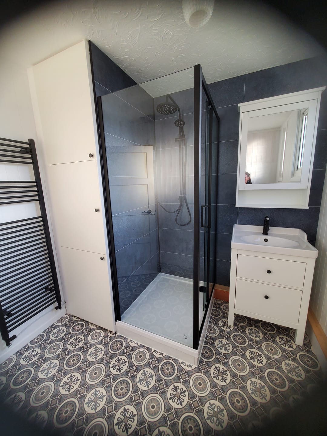 Customer photo review of 10mm Roman Blue Matt Shower Panel 1M x 2.4M