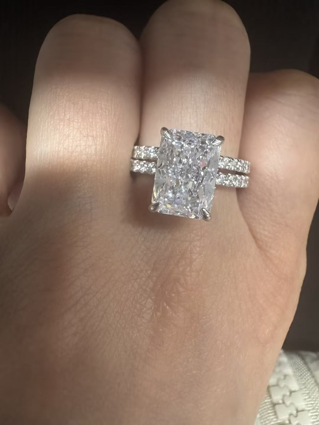 Customer photo review of S925 3.5 Carat Radiant Cut Wedding Ring Set In Sterling Silver Holiday Ring Gift For Women