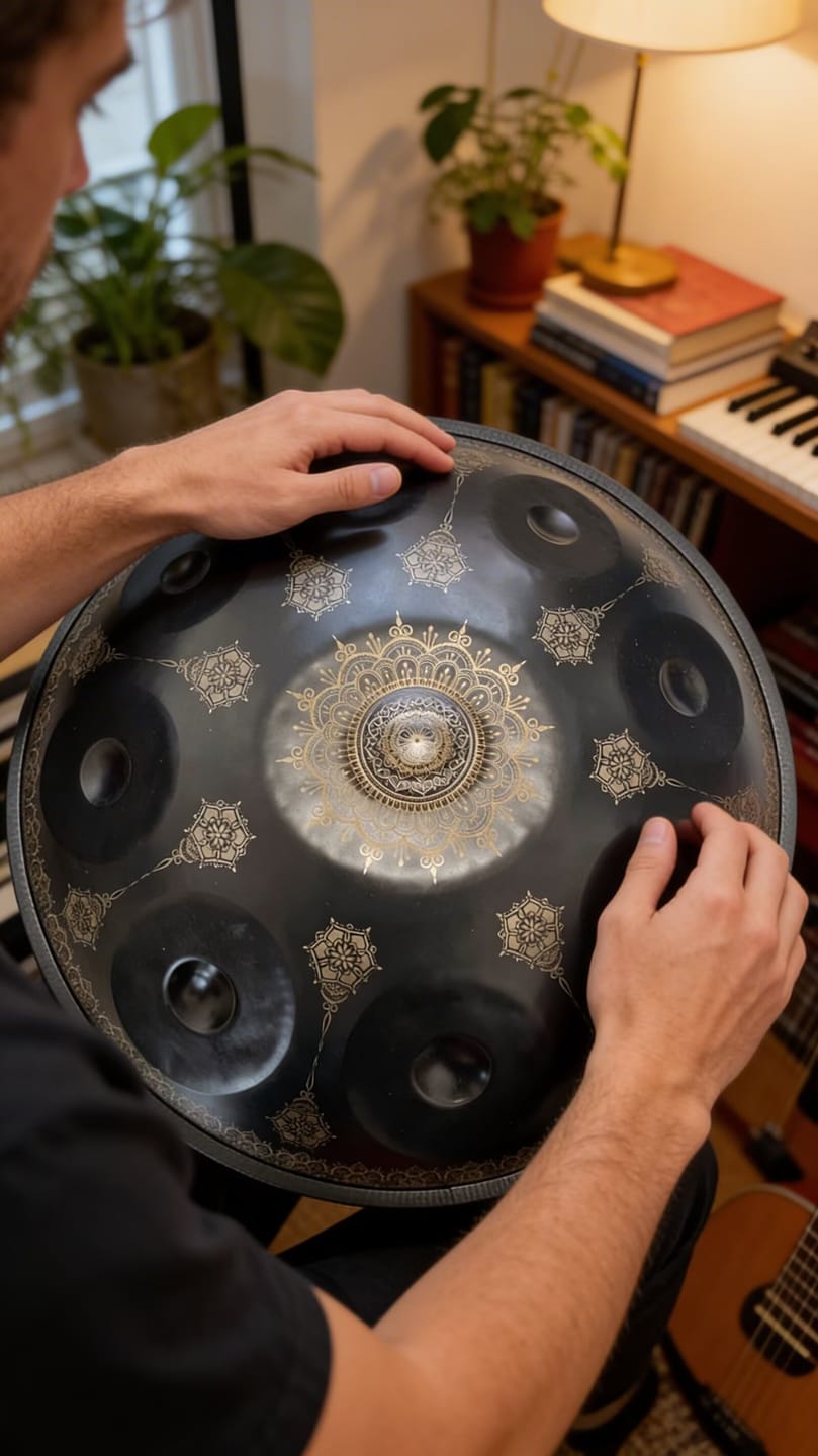 Customer photo review of Cosmos Handpan - Midnight Mandarins 9 Notes in D Minor - Tambourine Gift Set