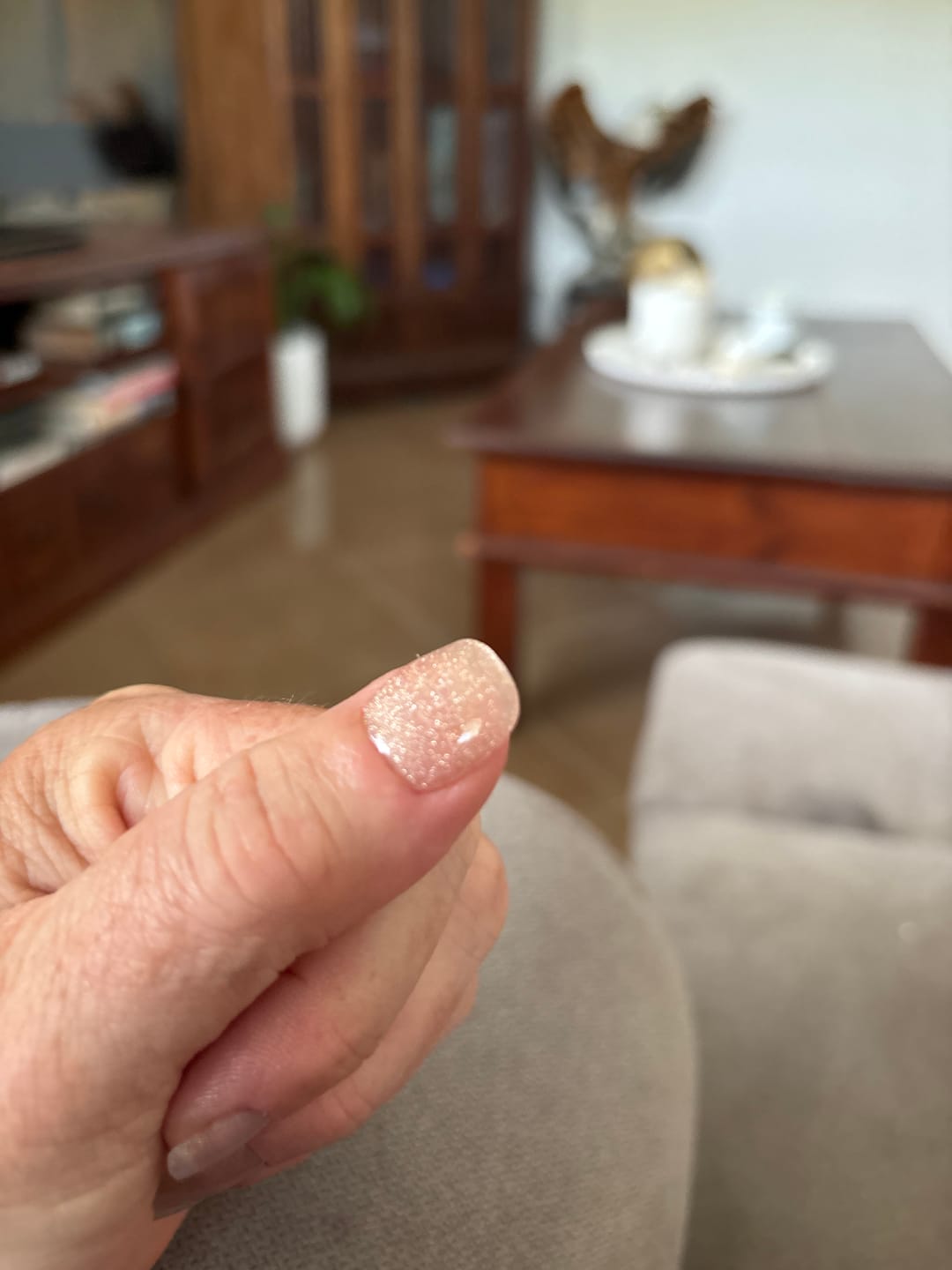 Customer photo review of Champagne Semi Cured Gel Nail Sticker Kit