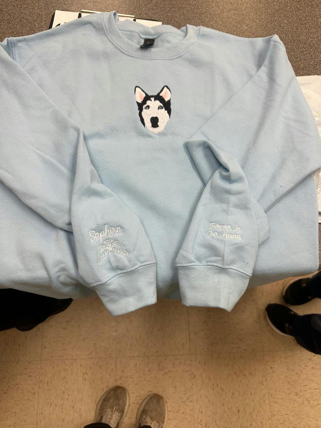 Customer photo review of Mystichot Custom Embroidered Pet Sweatshirt
