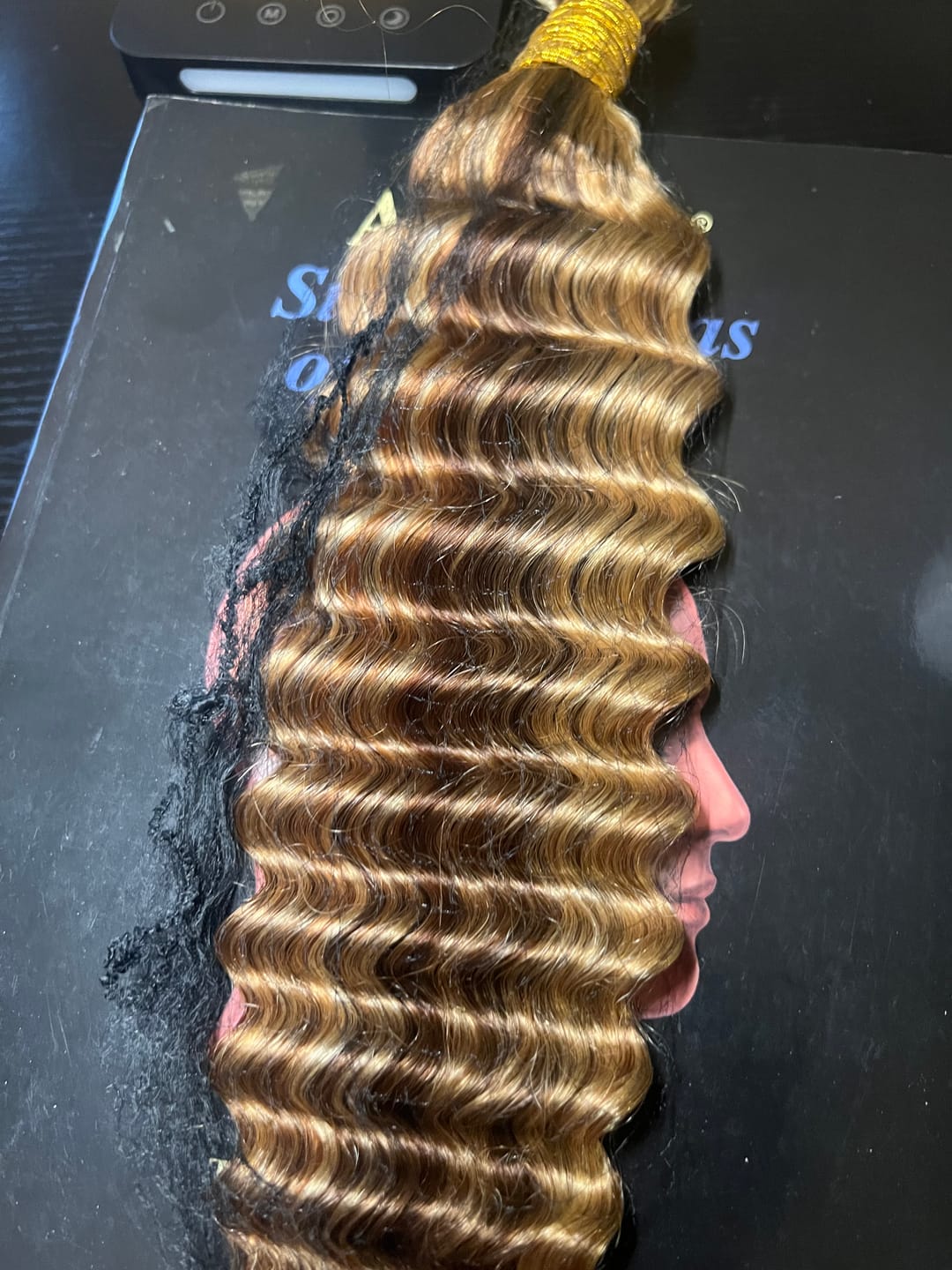 Customer photo review of #4/27/30/613 Mix Color Blend Deep Wave Human Braiding Hair