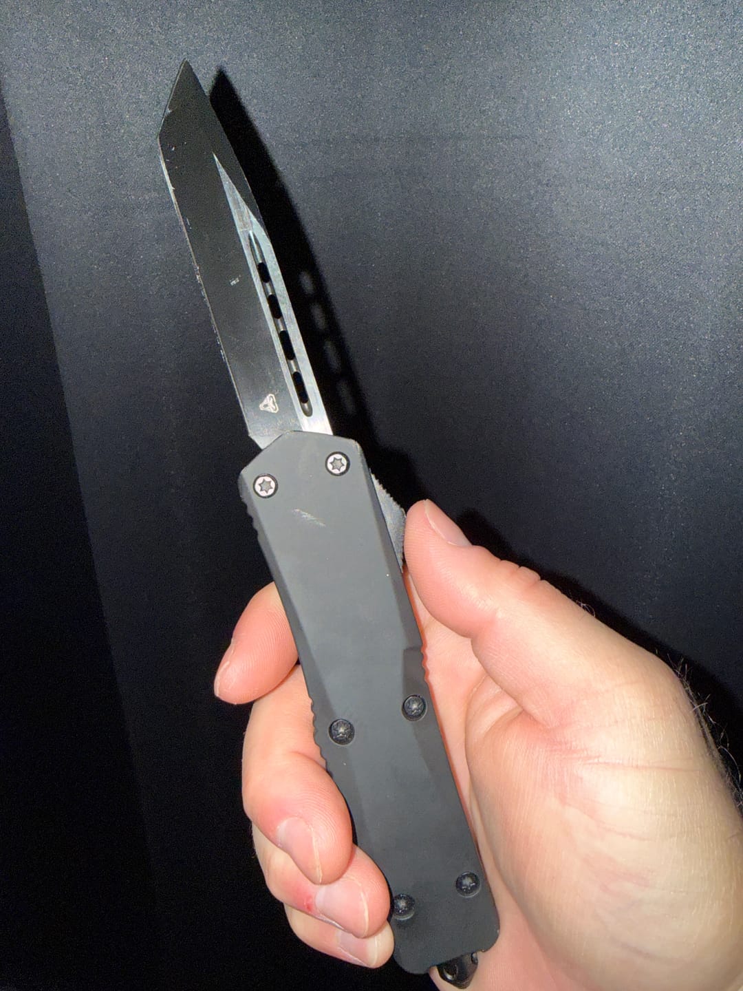 Customer photo review of Black Ghost OTF Knife (Multiple Blade Styles Available)