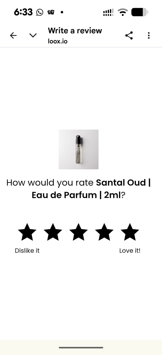 Customer photo review of Santal Oud | Eau de Parfum | 2ml