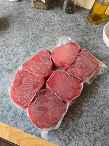 Customer photo review of Yellowfin Tuna Loin Steaks (High Grade Frozen)