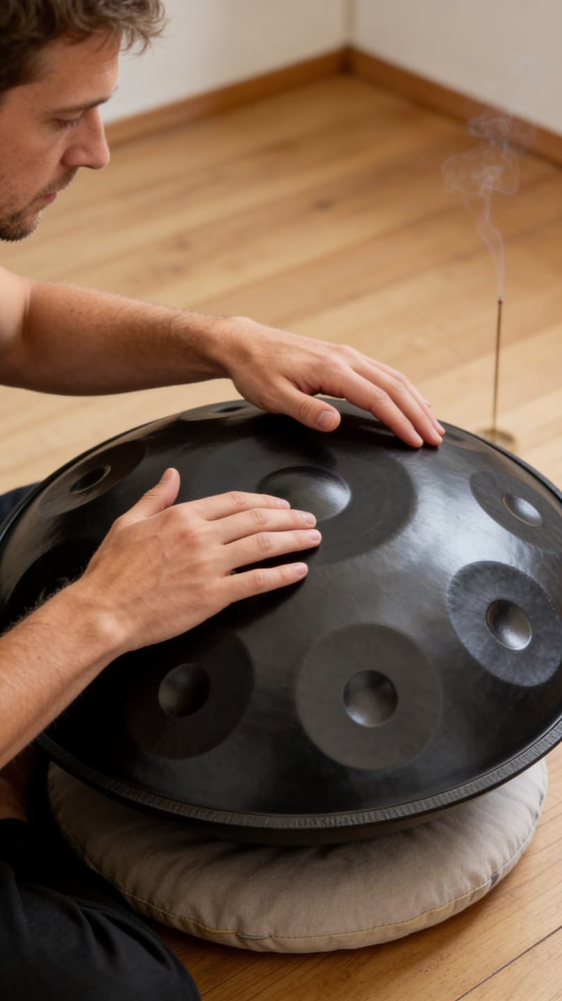 Customer photo review of Cosmos Handpan - Ebony Black 9 Notes in D Minor - Tambourine Gift Set