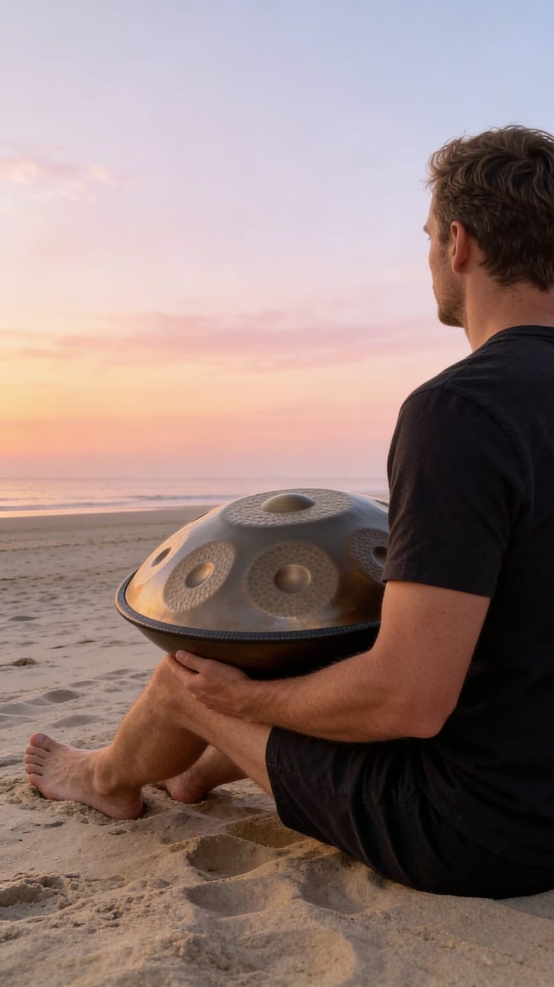 Customer photo review of Cosmos Handpan - Hand-Pounded 9/10/12 Notes in D Minor - Tambourine Gift Set