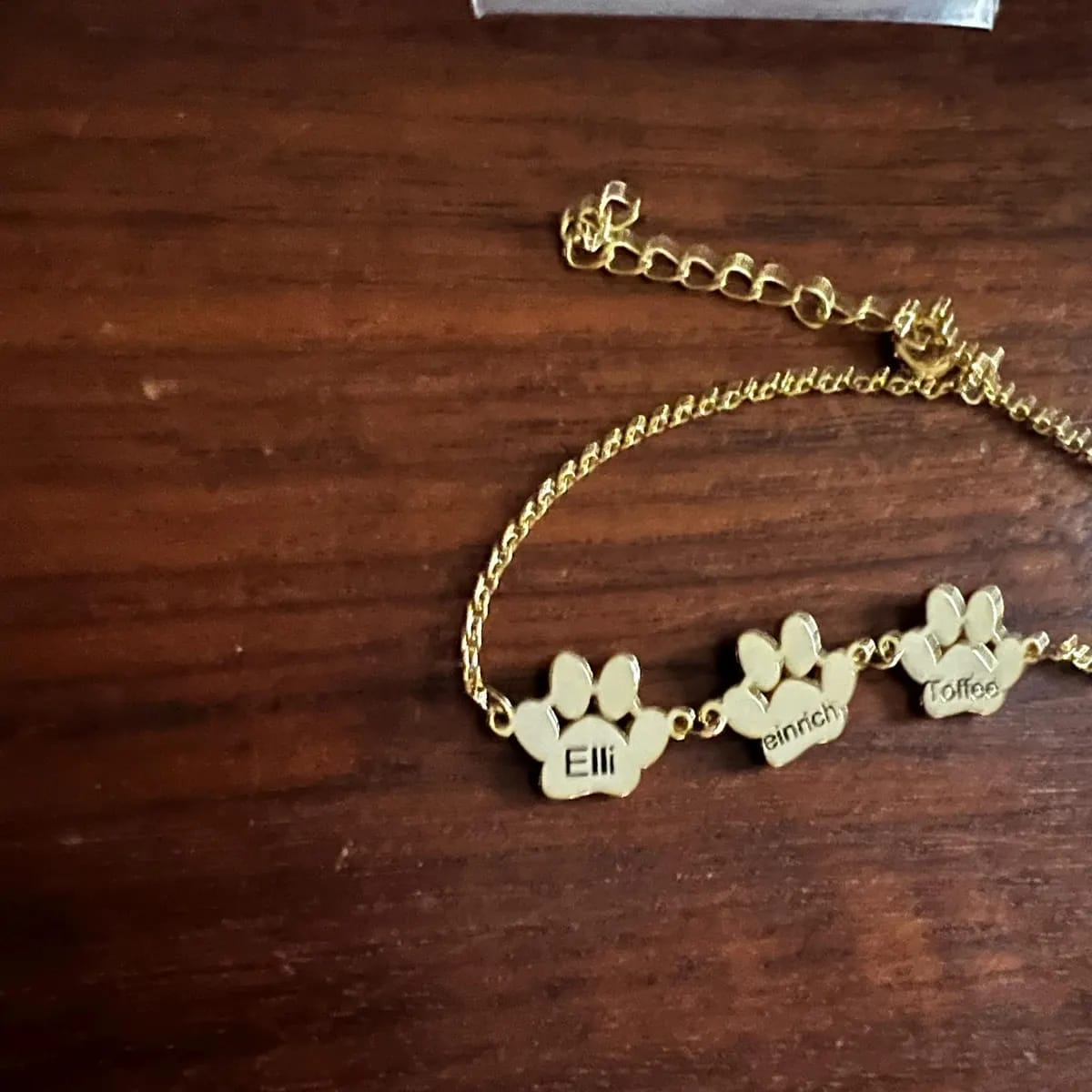 Customer photo review of Personalized Paw Name Bracelet