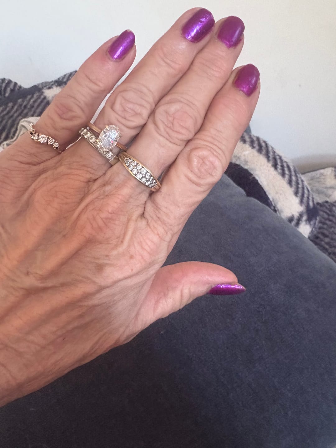 Customer photo review of Oval Cut 3 Carat  Moissanite Bezel Solitaire Ring