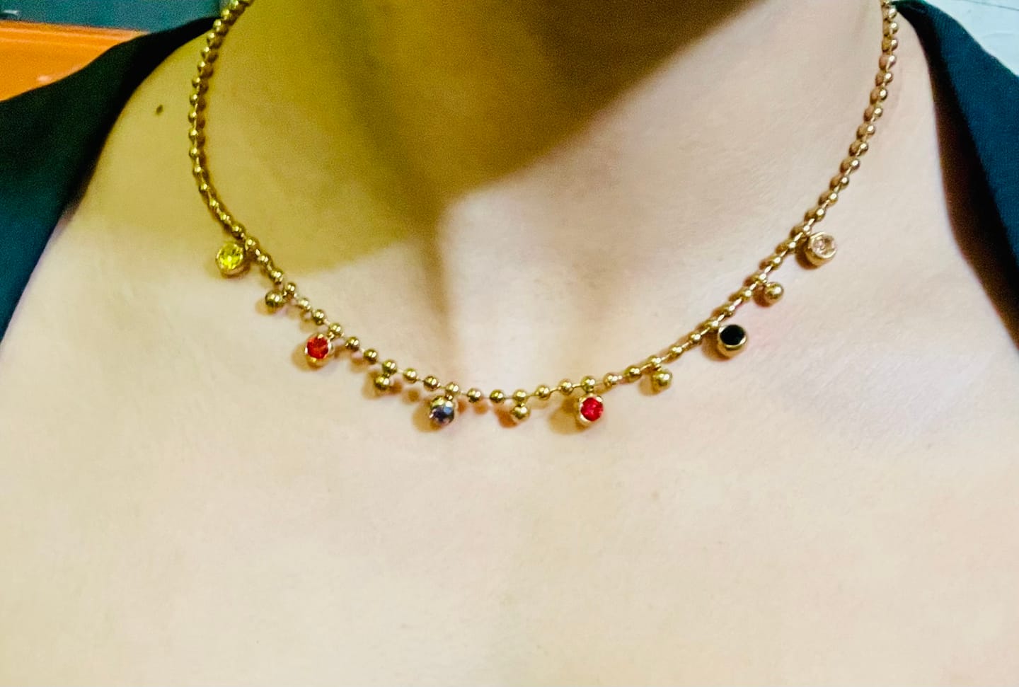 Customer photo review of Jewel Cascade Beaded Necklace