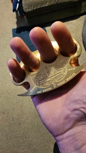 Customer photo review of Warrior Solid Brass Knuckle Duster Self-defense Window Breaking EDC Tool