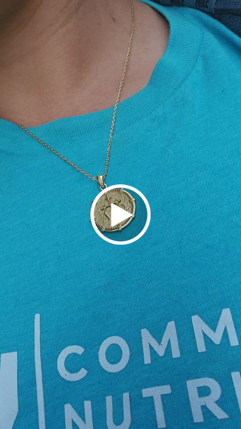 Customer video review of Alpha Omega Fleur-de-Lis Cross Medallion Necklace