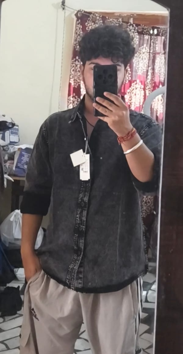 Customer photo review of Charcoal Black Washed Denim Overshirt