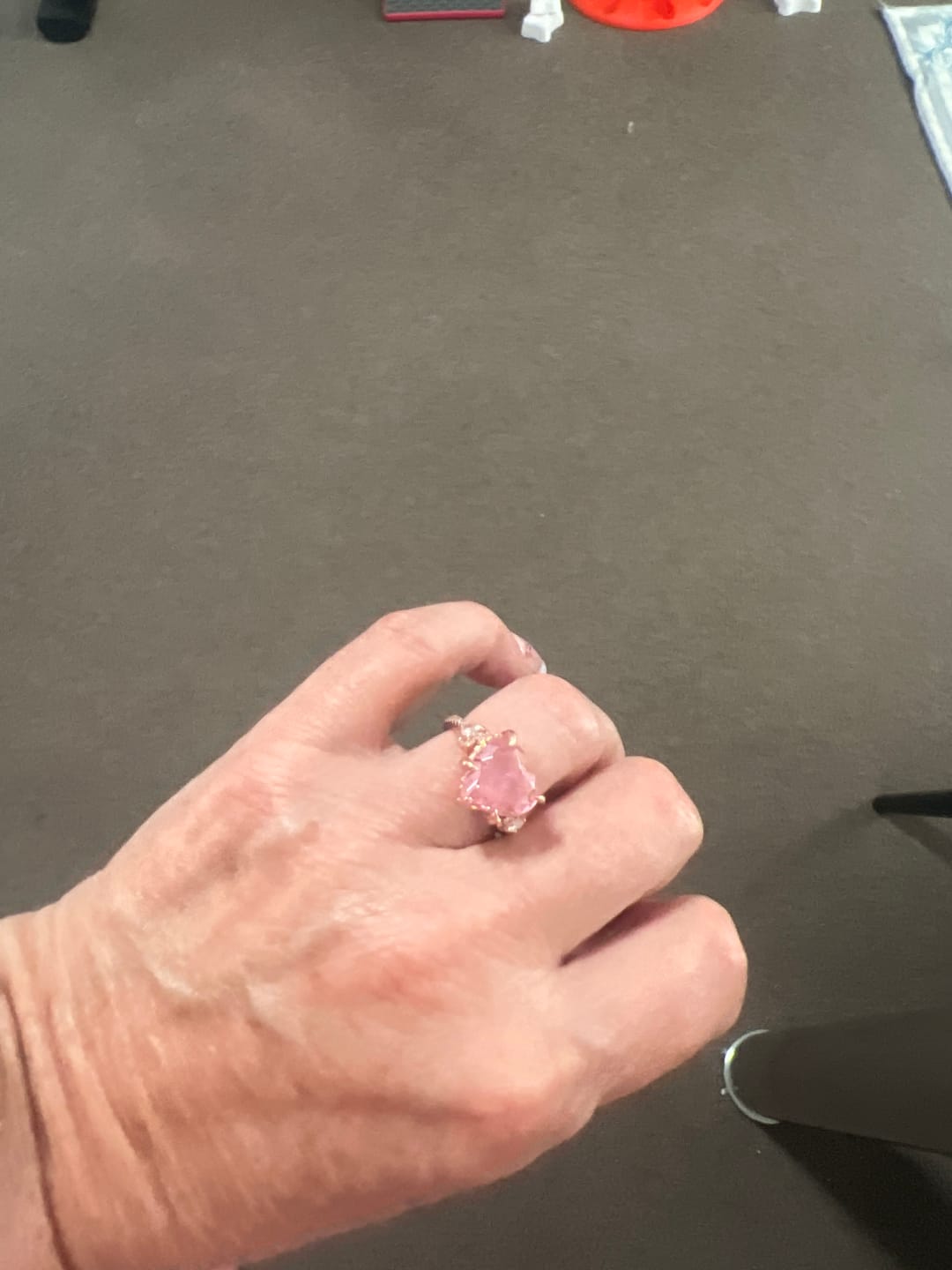 Customer photo review of S925 5.0Ct Heart Cut Royal Romantic Pink Stone Heart Cut Engagement Ring In Sterling Silver