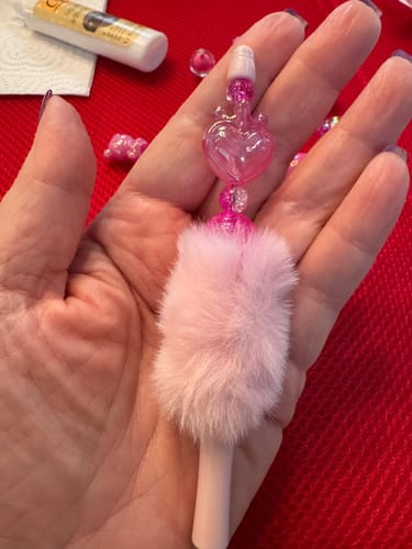 Customer photo review of Acrylic beads – Candy Pink Bliss for beadable pens, keychains, phone chains