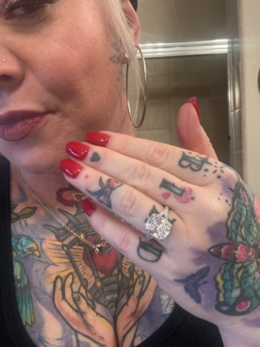 Customer photo review of 7.0Ct Excellent Split Shank Cushion Cut Engagement Ring Travel Rings For Her