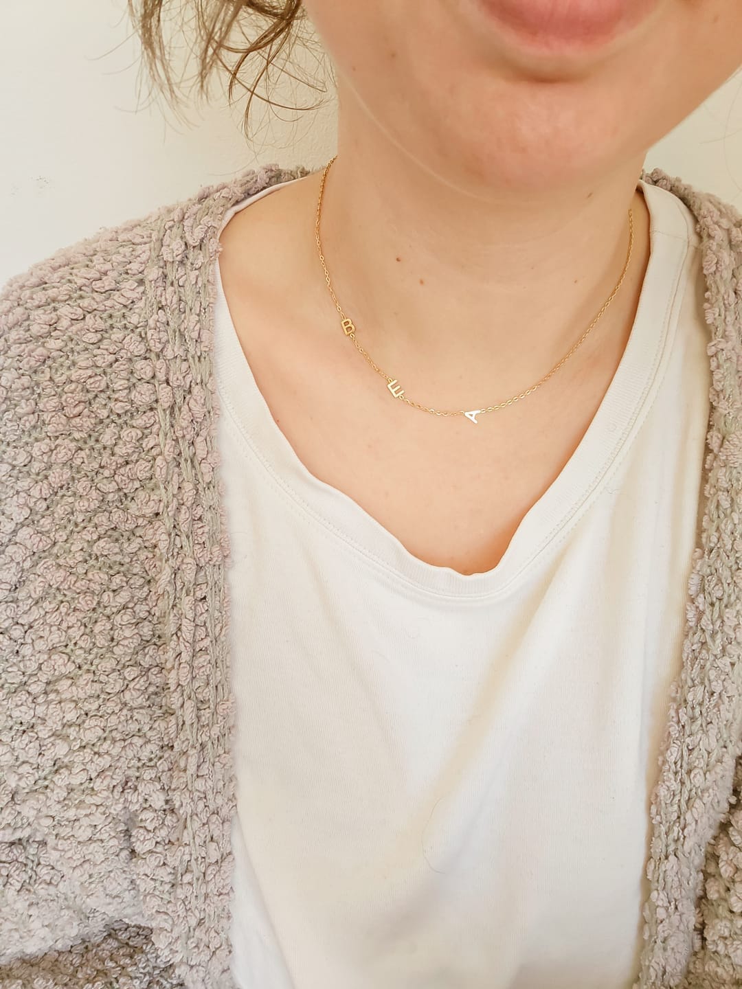 Customer photo review of Personalized Necklace with Side Initials