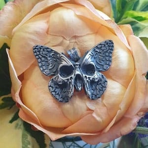 Customer photo review of Butterfly Skull Pendant