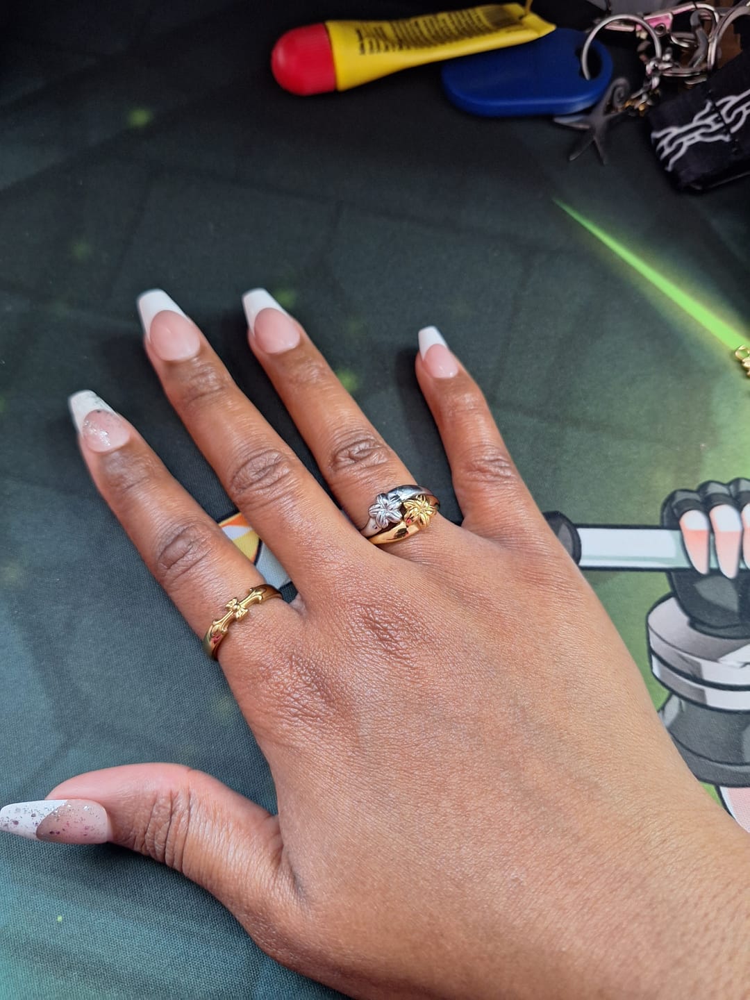 Customer photo review of Cowrie Plumeria Ring