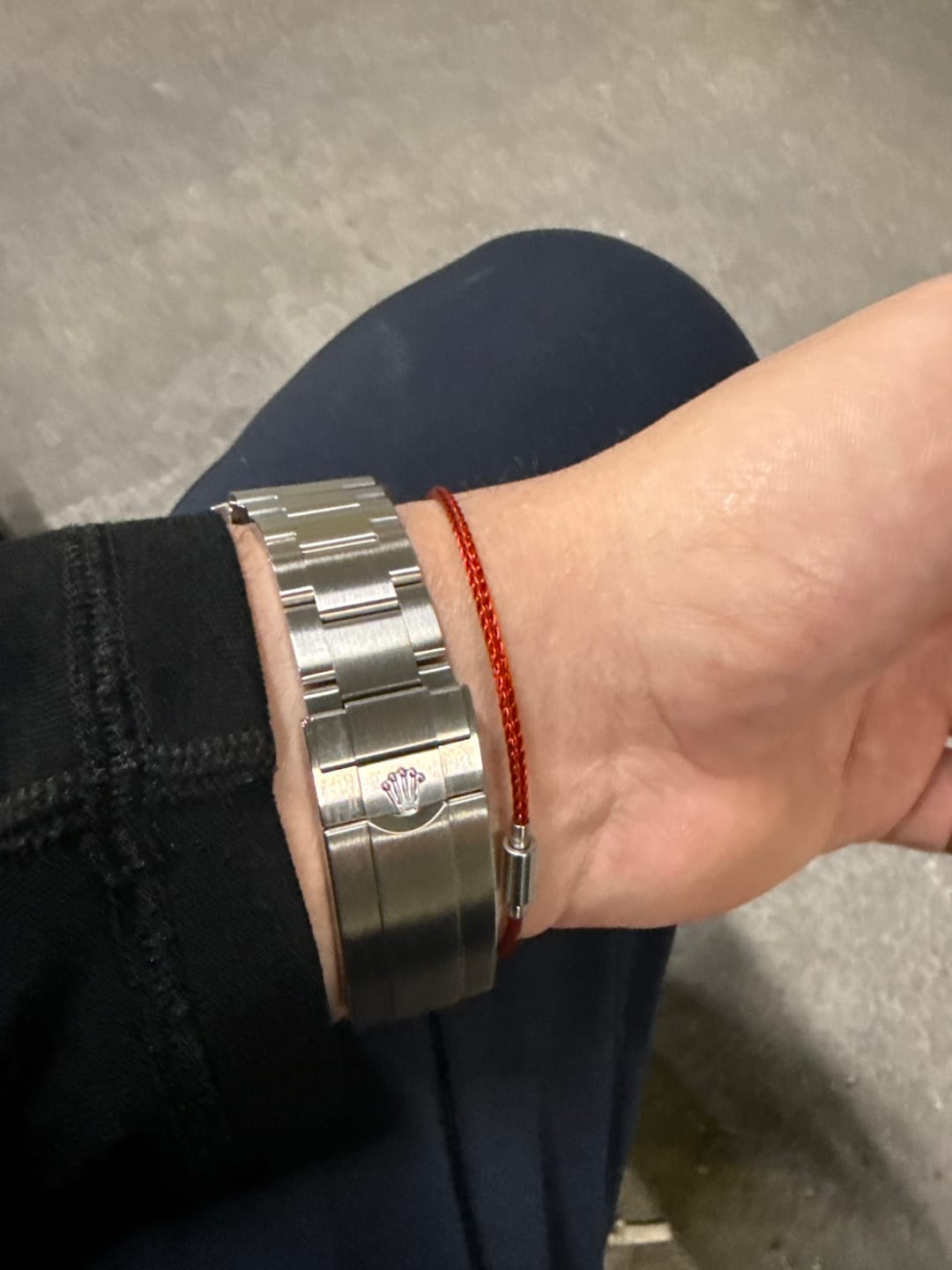 Customer photo review of Protective Red Cord Silver Bracelet