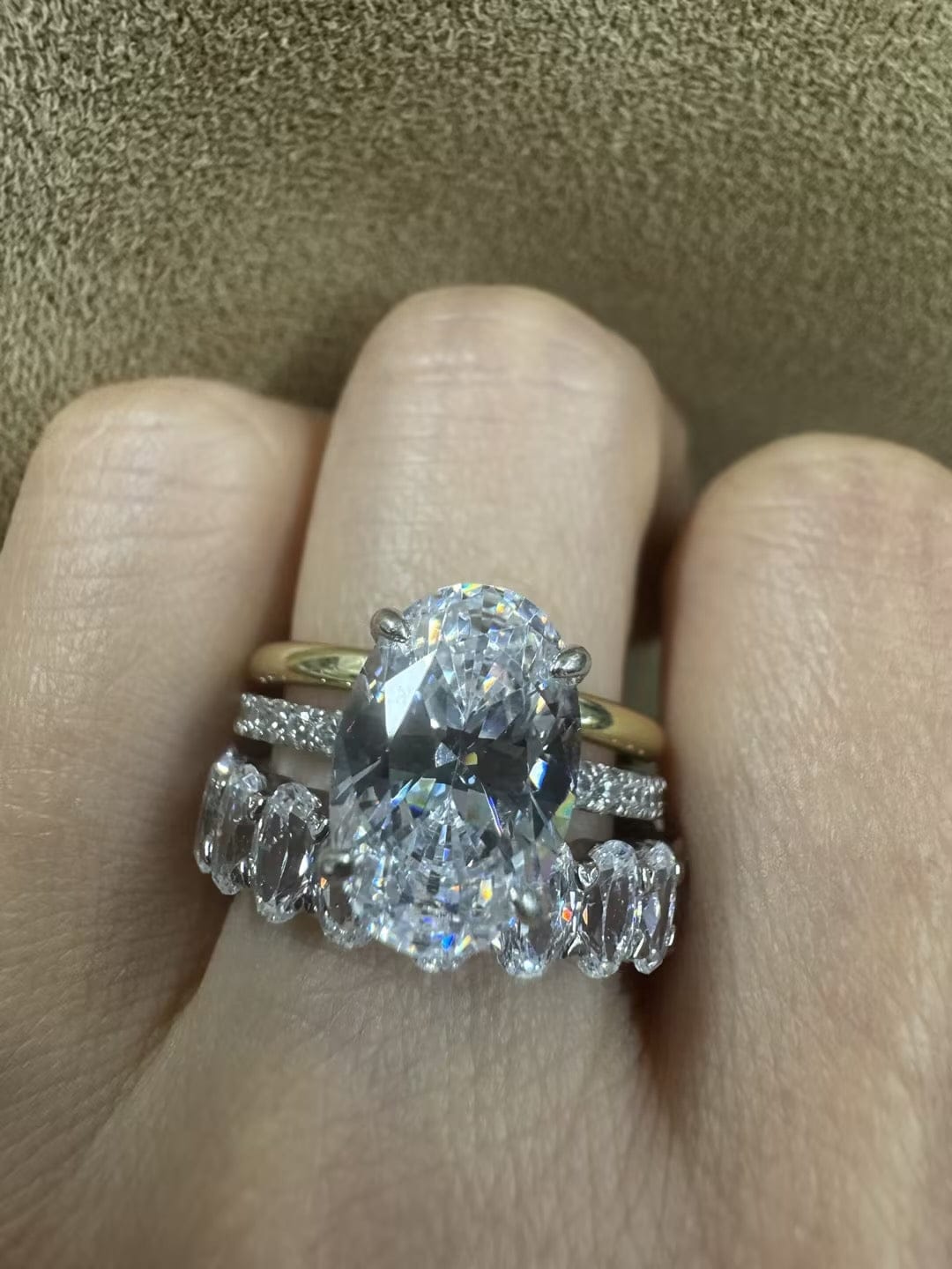 Customer photo review of S925 3PC 4.0Ct Oval Cut Wedding Ring Set Travel Ring For Her With Two Classic Wedding Bands