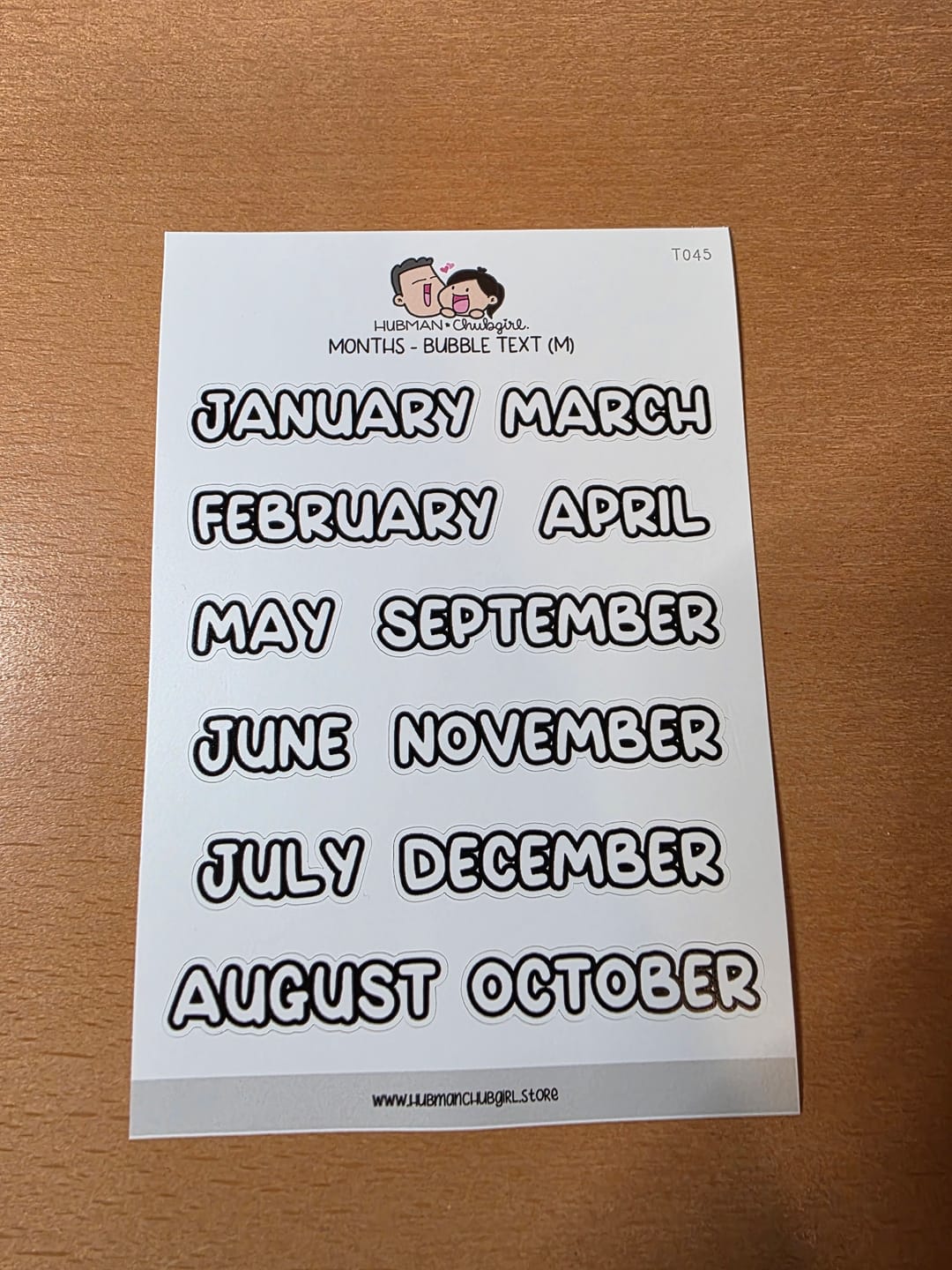 Customer photo review of Months - Bubble Text (M) Planner Stickers