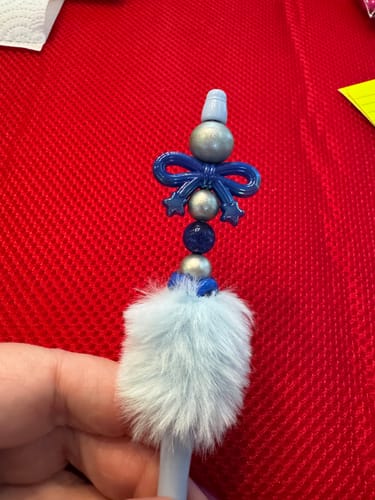 Customer photo review of Acrylic beads – Silvered Blue Sky for beadable pens, keychains, phone chains