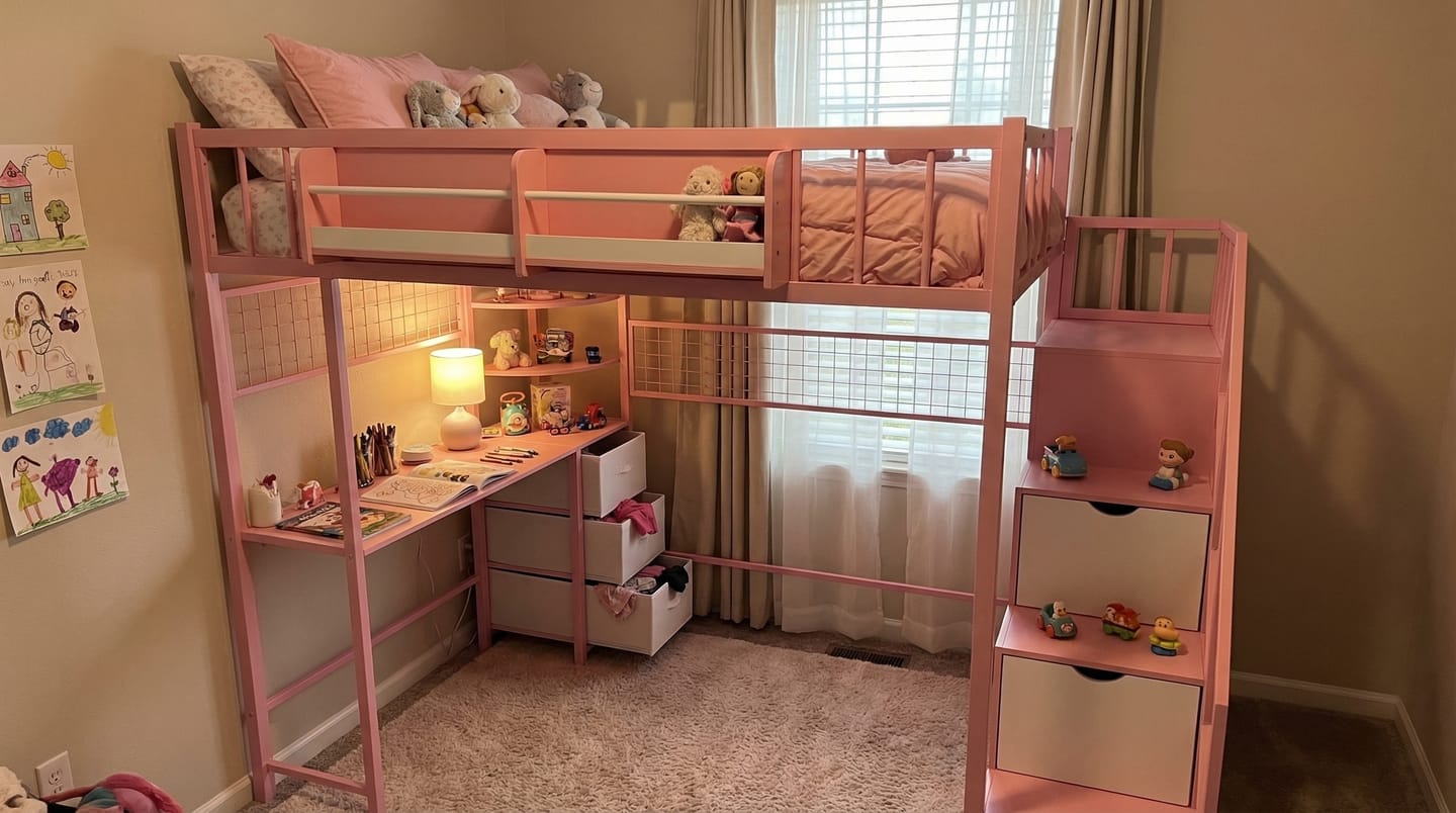 Customer photo review of Advwin Loft Bed with Desk and Stairs (Low Stock)