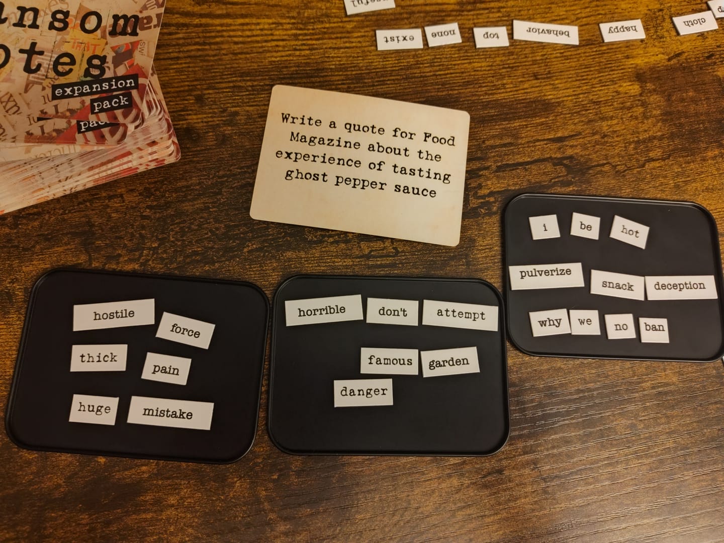Customer photo review of Ransom Notes: Base Game + Expansion Pack Combo