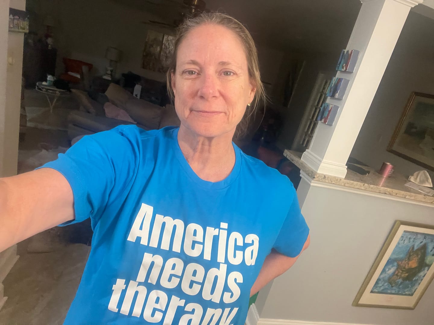 Customer photo review of America Needs Therapy Unisex Tee