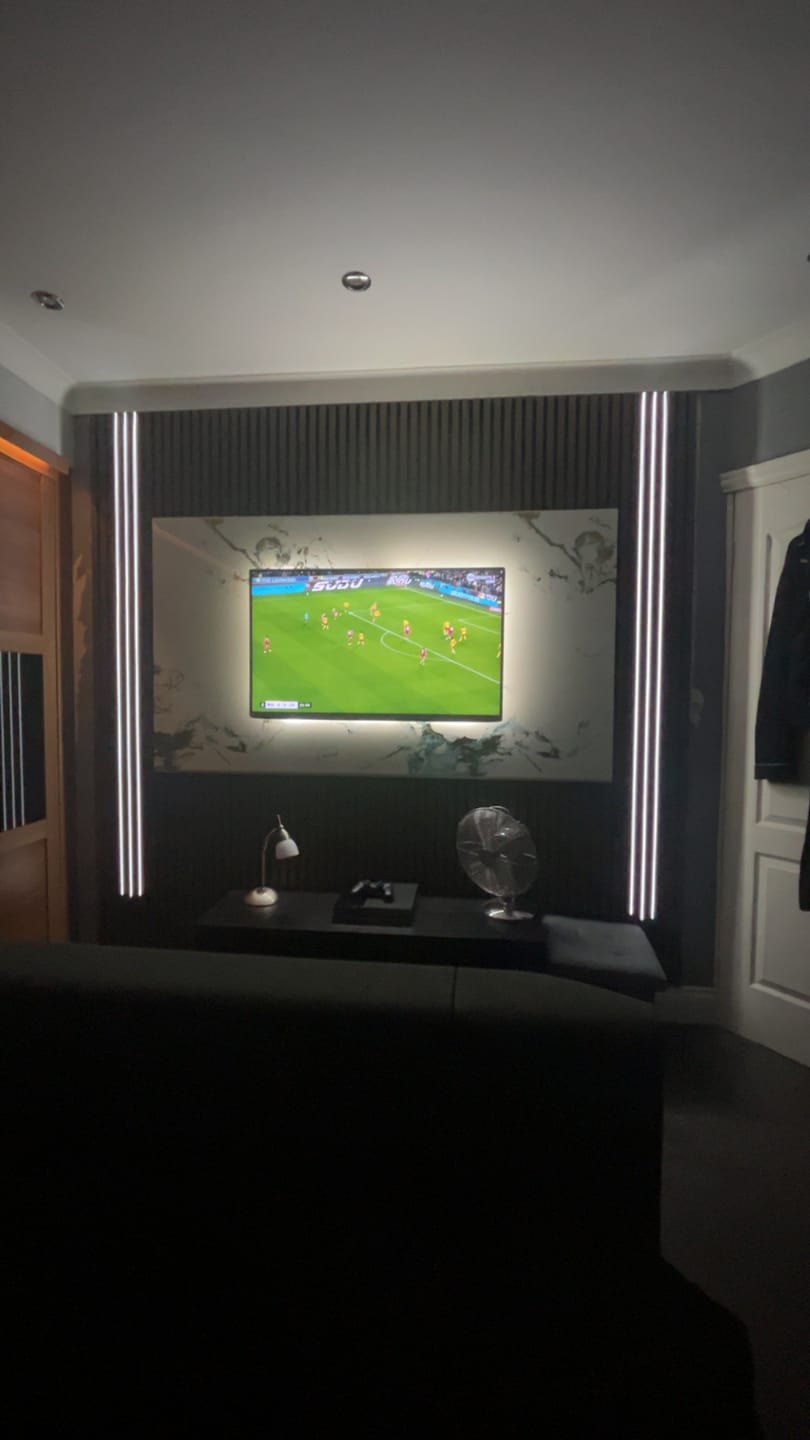 Customer photo review of 10mm Oro Blue Gloss Shower Panel 1M x 2.4M