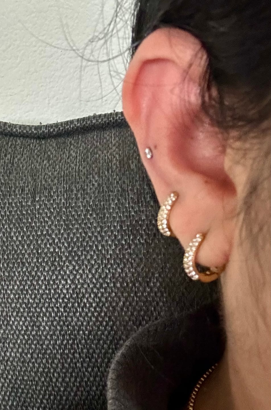 Customer photo review of Lily Crystal Hoop Earrings