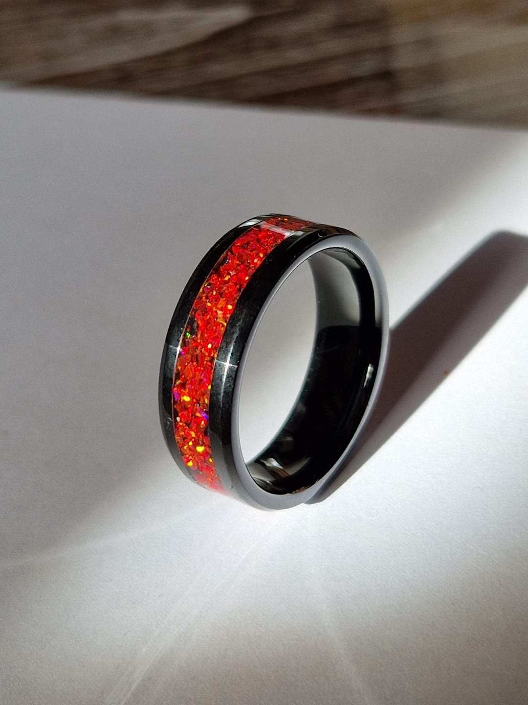 Customer photo review of Bague Personnalisée en Céramique Noire