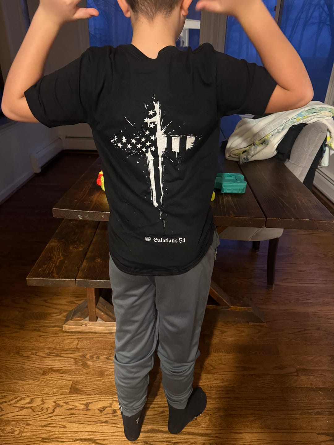 Customer photo review of Galatians 5:1 Shirt