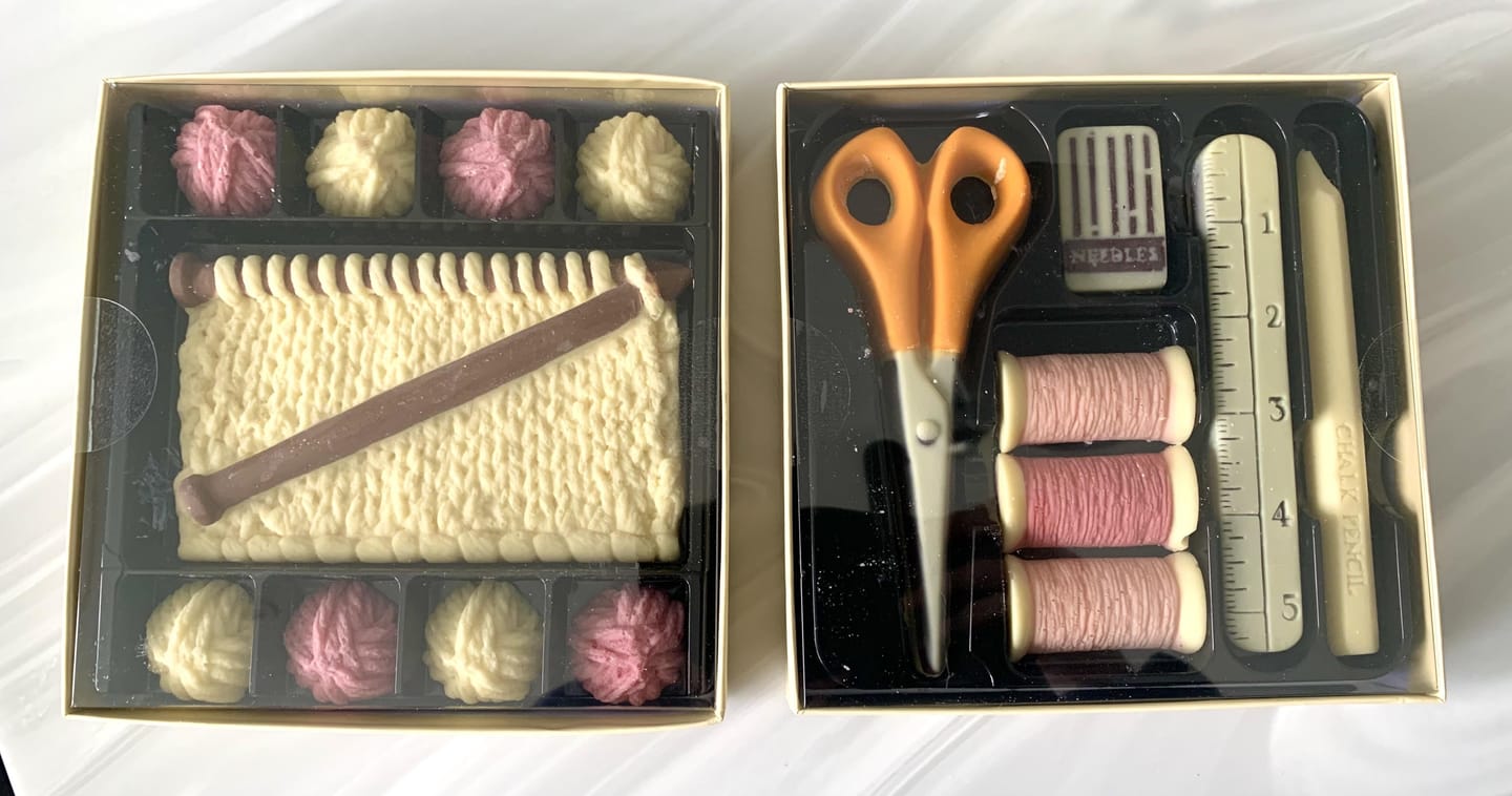 Customer photo review of Chocolate Knitting Gift Set