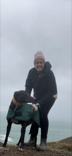 Customer photo review of Vetra - Warm Sighthound Coat with Zip Harness Hole