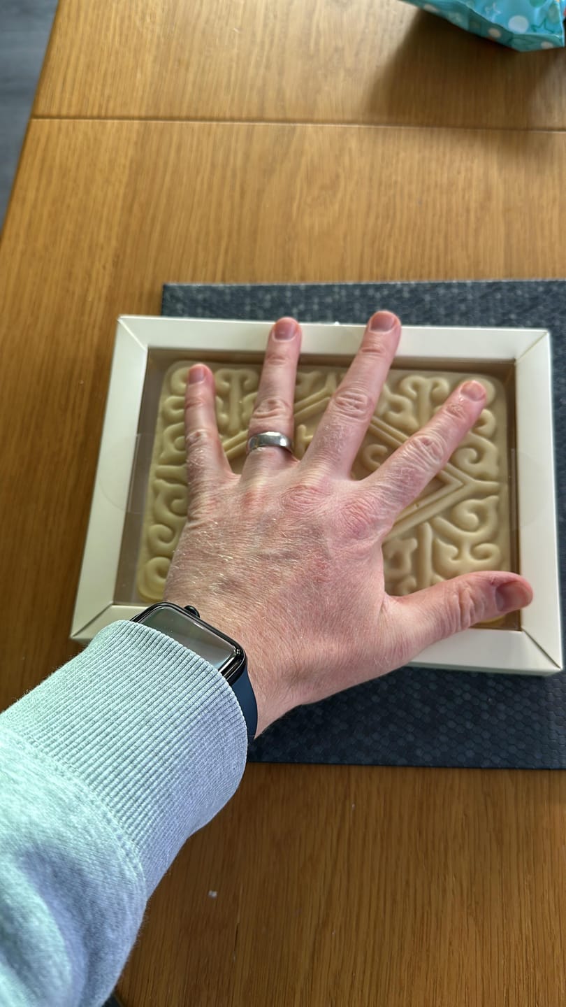 Customer photo review of Giant Custard Cream Biscuit Shaped Chocolate