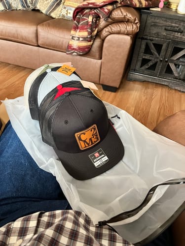 Customer photo review of Premium Custom Leather Patch Hats (Wholesale)