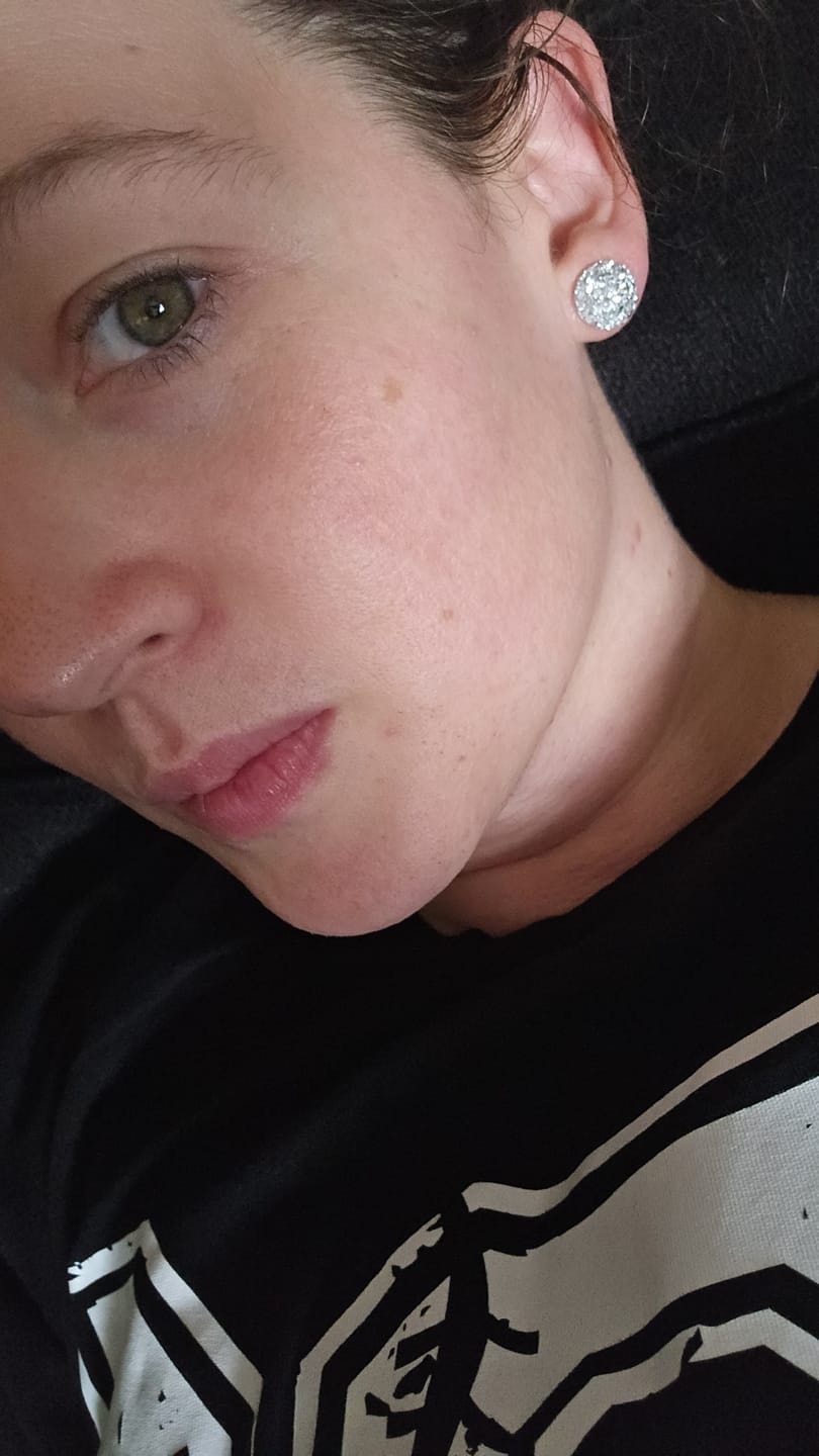 Customer photo review of Large Faux Druzy Studs